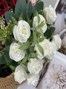 1/3/5 piezas Ramo de Flores de Rosa Artificial, Decoración del Hogar, Centro de Mesa, Prop de Fotografía, Decoración para Bodas de Jardín al Aire Libre, Corsage de Muñeca para Novias, Decoración de Fiesta, Adorno de Año Nuevo, Arreglo de Rosas