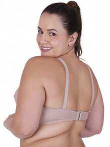 Plus Size Bra Without Reinforced Pads Satin Support - 米色 - 查看 5