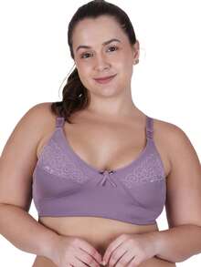 Sutiã Plus Size sem Bojo Reforçado Sustentação de Cetinete - Lavanda - Visão 5
