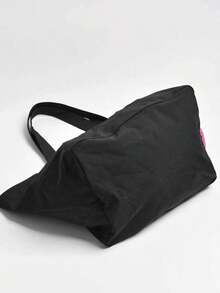 新款时尚休闲大容量字母图案手提包，度假风单肩沙滩包，沙滩包，旅行背包，女士休闲钱包，适合通勤、购物、聚会、校园、旅行和度假等场合 - 黑色 - 查看 5