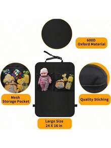 2pcs 1pc Car Seat Back Protector+ 3 Pocket Storage Organizer, X-Large Waterproof Kick Mats Backseat Protector, Car Seat Back Protectors For Vehicles To Protect From Dirt, Mud & Scratches- Universal Fit Automotive Interior Protectors,Car Interior Protection Accessories - Multicolor - View 3