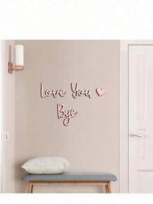 5/10pcs "I Love You, Goodbye" Wooden Sign Decor, Suitable For Door, House, Window And Wall, Christmas, Valentine's Day, Wedding, Thanksgiving Gift - Pink - View 3