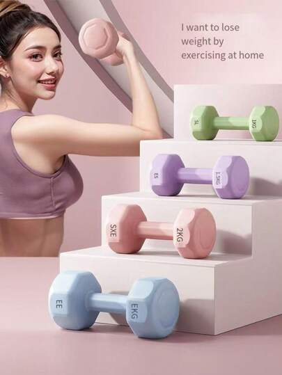 2pcs/1pc Women's Mini Dumbbell, Dopamine Color Scheme. Suitable For Beginners, Unisex Fitness Equipment For Gym/Home Use. Coated Design, Arm Muscle Training Kettlebell, Yoga Small Dumbbell
