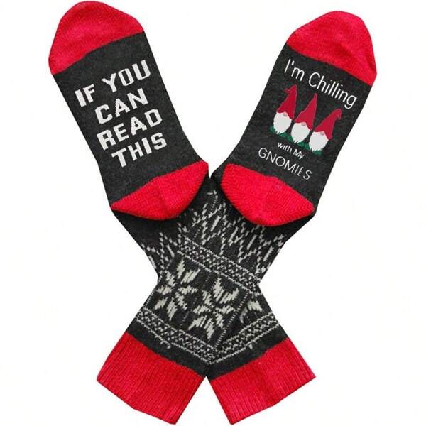EIGIAGWNG Unisex Funny Novelty Socks Letter Christmas Socks Xmas Gift For Men Women