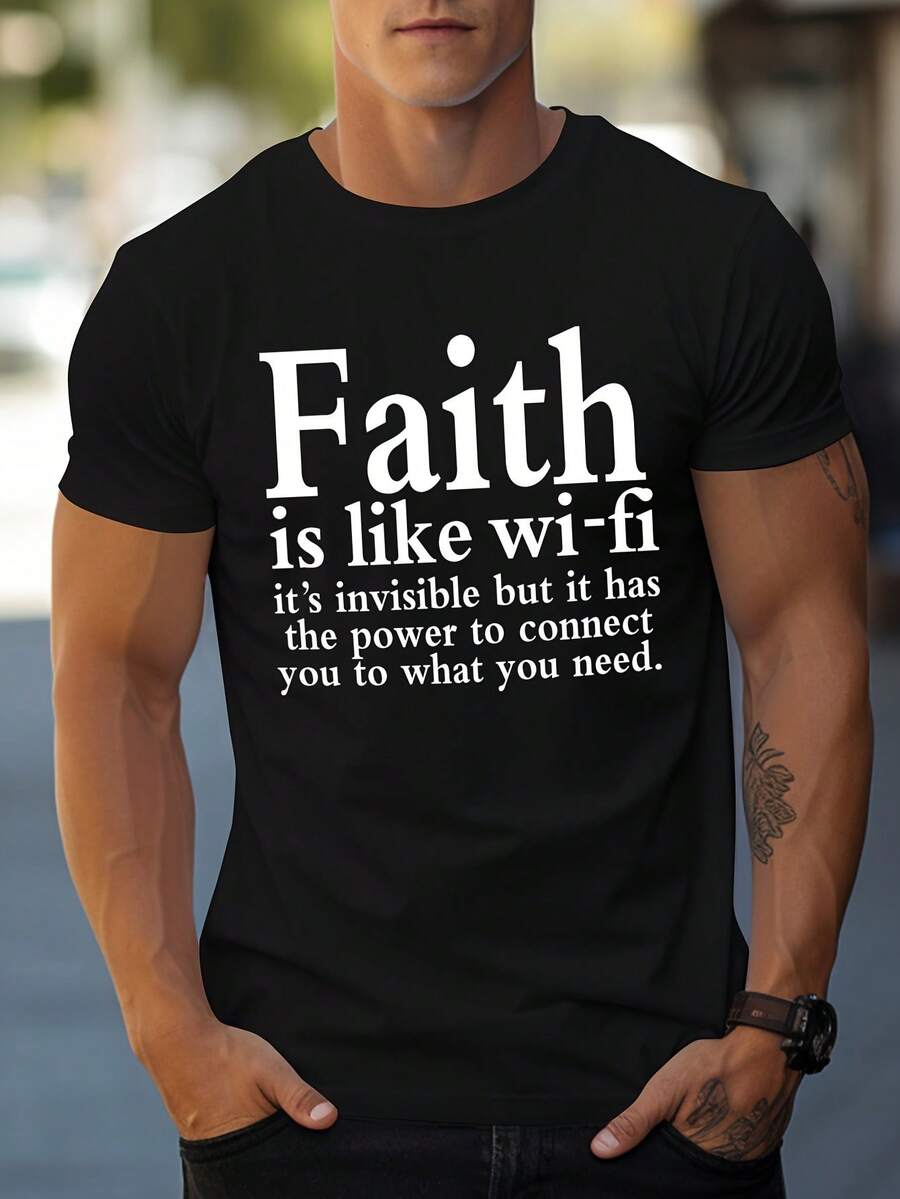 Simple Printed Men's Regular Shoulder-Shirt - Black - View 1
