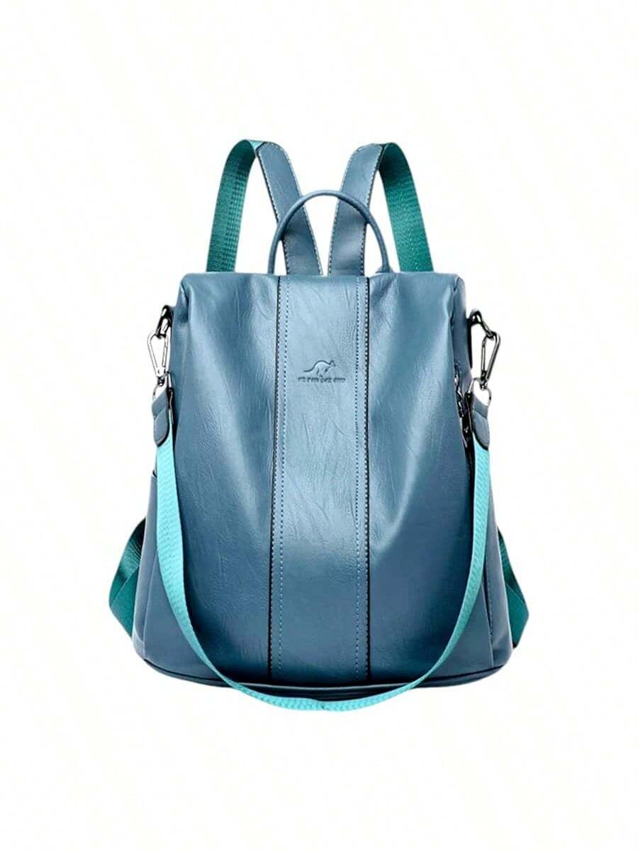 Women's Backpack Leather Casual Stylish Anti-Theft - Royal Blue - View 1