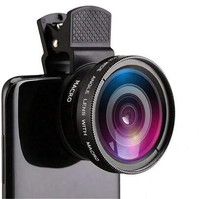 2 In 1 Mobile Phone Lens, Lens For Mobile Phone Camera, Lens Kit Lens Set, 0.45X Wide Angle Lens And 12.5X Macro Lens, Phone Cameras Lens Kit For IOS And Android Smartphone, Tablets Compatible With Iphone Android Phone For Summer Vacation, Travel, Creative Photography Phone Accessories