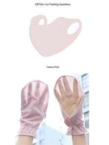 1 Set Of Horseshoe Short Sun Protection Gloves Loose And Anti-UV Rays For Women Driving Special Sun Protection Finger-Hiding Gloves And Summer Ice Silk Masks Breathable And Washable Hyaluronic Acid Eye Protection Corners And UV Rays Highly Attractive Slimming Sun Protection Masks Are Essential For Going Out
