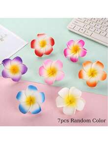 四件套，两件套仿鸡蛋花发夹，海滨度假风格照片夹，超级仙女发饰，服装配饰，热带白玫瑰发夹-2.5英寸泡沫派对装饰，优雅复古风格，适合婚礼