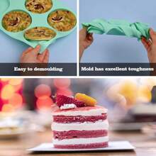 1 件硅胶松饼顶烤盘，用于烘焙，4 英寸不粘圆形烘焙模具，用于迷你蛋糕、松饼顶、甜点、汉堡包、三明治制作 - 彩色 - 查看 2