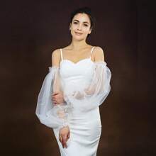 1 Par de Punhos de Manga de Casamento com Decoração de Pérolas Falsas, Acessório de Vestido de Dama de Honra
