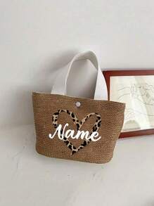 1pc Customizable Bohemian Style Large Woven Tote Bag, Customize Roomy Black White Handbag For Beach, Camping Outdoors, Fabric With Magnetic Closure, Ideal For Women's Adventure, Beach Bag, For Commuting, School And Shopping, Convenient For Outdoor Use, Teacher Gift, Perfect Choice For Vacation And Festival, Thanksgiving Gifts, Best Teacher, Middle School Students, High School Senior High School Students, College Students, University Students, Freshman, Sophomore, Underclassmen