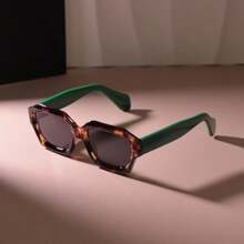 1 pieza Gafas de moda cuadradas vintage, estilo retro casual con bisagras de metal, marco grueso, forma geométrica, para mujeres y hombres