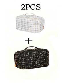 1pc Large Capacity Cosmetic Bag, Portable Travel Makeup Organizer Pouch, Multi-Functional Handbag, Double-Layer Toiletry Bag, 3 Sizes, Suitable For Makeup Brushes - Multicolor - View 20