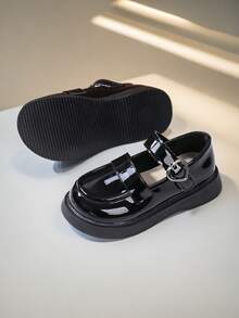 Mädchen Ballerinas, modischer Schulstil, süße unifarbene weiche Flats, atmungsaktiv und leicht, geeignet für Party, Schüler - Schwarz - Übersicht 2