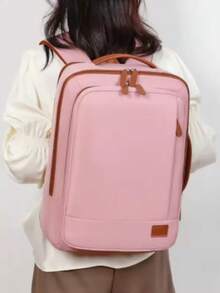 Multifunctional Travel Backpack Shoulder Bag, Double Portable Laptop Bag Comfortable Padded Straps - Màu be - Xem 6