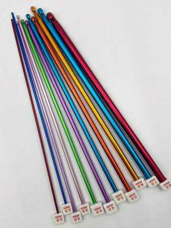 11 件 27 厘米金属铝钩针，彩色氧化铝，闪亮礼物，针织纱工具，2 毫米-8 毫米