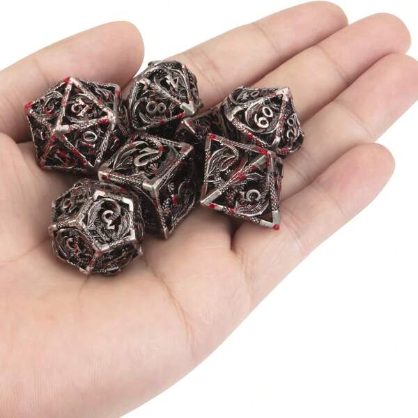 7pcs Metal D&D Dice Set, Suitable For Role-Playing Games And Board Games - Birthday Gift, Holiday Party And Educational Activities - Includes D4/D6/D8/D10/D12/D20