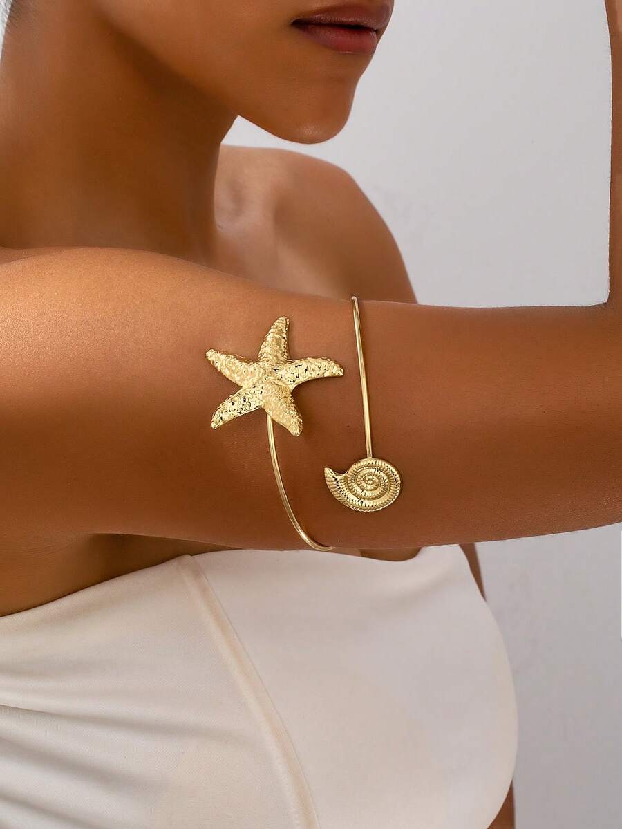 1pc Minimalist Fashion Versatile Ocean Style Starfish Armband - Yellow Gold - View 1