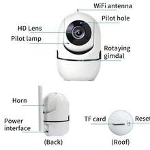 1pc 1080P HD Smart IP Camera, 2.4G WiFi/5G WiFi, Night Vision, Two-Way Audio, Motion Tracking Audio Alarm, 355° Panoramic Monitoring, Suitable For Indoor & Outdoor Security Surveillance | Single Antenna | Compact Camera - White - View 9