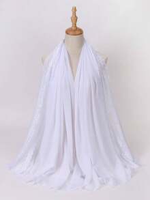 1条时尚优雅蕾丝雪纺围巾，适合搭配连衣裙 - 白色 - 查看 1