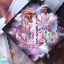 1 قطعة من اللوحة الزخرفية المسطحة بشكل قلب مع تصميم الفراشات والنباتات الزهرية الرومانسية - هدية عيد الحب ، الأزواج ، الذكرى السنوية ، عيد الميلاد - ديكور المكتب مع رسالة حب ، لا يحتاج إلى كهرباء ، مسطح 2D