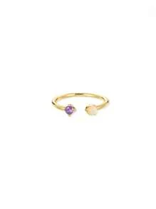 1 pieza Anillos de mujer con corazón delicado, anillo abierto de acero inoxidable diminuto con imitación de circonita, joyería de moda para damas, regalo de cumpleaños, regalos del Día de San Valentín
