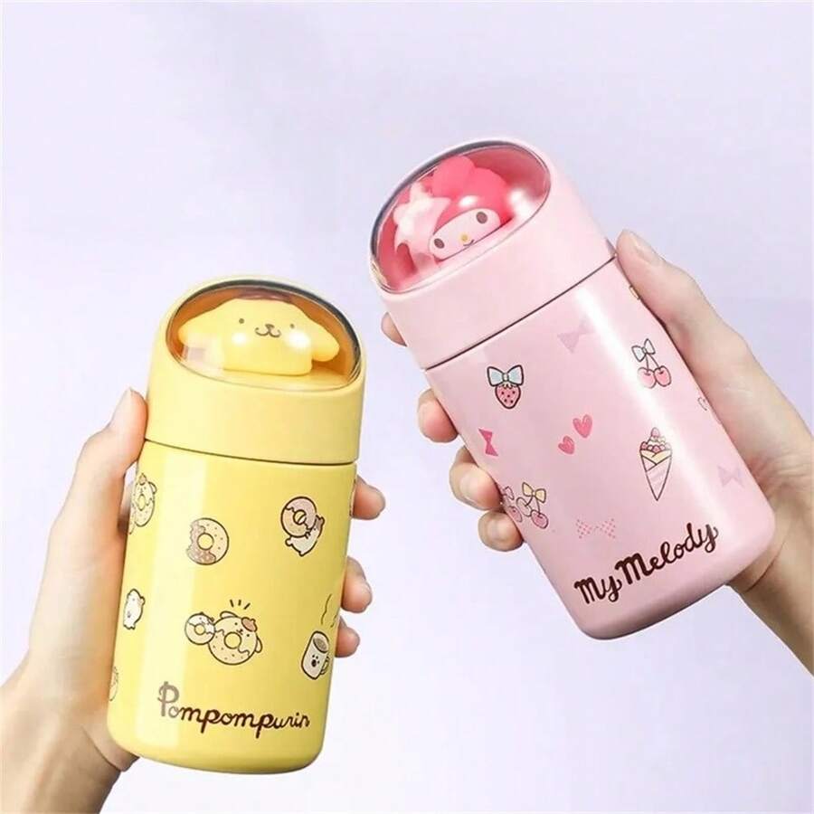 Miniso 280ml/9oz Cute Cartoon Stainless Steel Insulated Water Bottle, Portable Mug, Children Gift - Pink - View 1