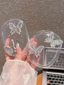 奢华激光水钻 3D 蝴蝶保护壳 兼容 Max 耳机 透明 TPU 耳机 兼容 Max 配件 - 無色 - 查看 4