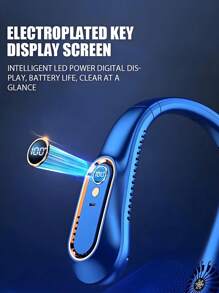 1 pezzo Ventilatore portatile da collo ricaricabile regolabile, ventilatore indossabile, raffreddatore d'aria portatile ricaricabile con display digitale a LED, 5 velocità di regolazione, ventola da collo appesa, uscita dell'aria superiore e inferiore, ventilatore USB portatile mini senza lame