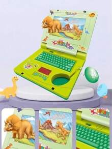Laptop Dinossauro De Brinquedo Laptop Infantil Musical com Luz e Figurinha para Personalizar - Verde Menta - Visão 4