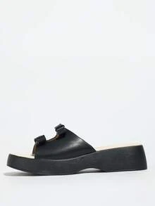 Women's Fashion Extra Light Platform Sandals, Outdoor Slippers Wedge High Heel, Party Shoes With Crystal Pearls - Black - View 7