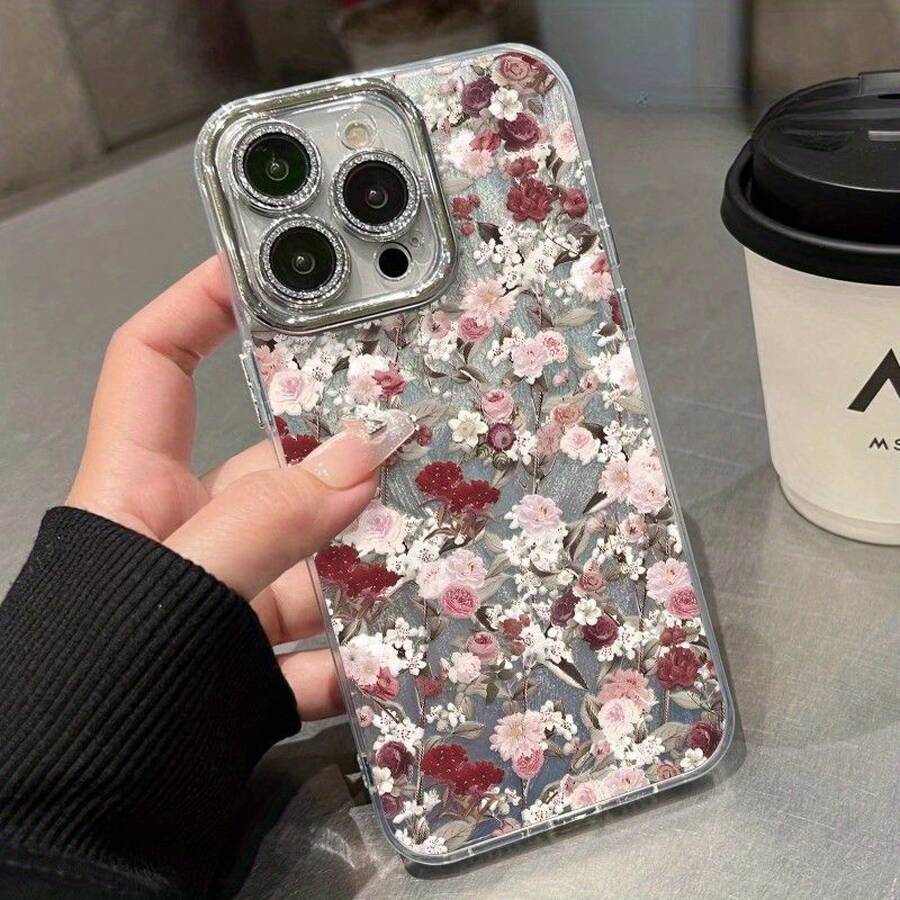 Funda para phone 1PC 2025. Funda con diseño floral, confeccionada en hilo, resistente a caídas y compatible con phone 14, 13, 12 y 11. - Color 2 - Ver 1