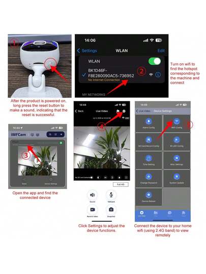 1pc Wit High Definition Mini Camera, Bidirectional Voice Call, Night Vision, Real Time Motion Detection Alarm, Multi Live View, Continuous Recording, Indoor Outdoor Monitoring, Spy Camera view 6