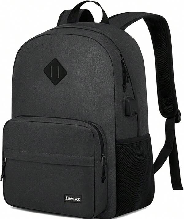 Black Backpack School Teens Boys Girls, Lightweight Casual Backpacks Men And Women, Classic Basic Resistant Casual Daypack, 15.6 Inch Laptop Bookbag College High School Work Travel