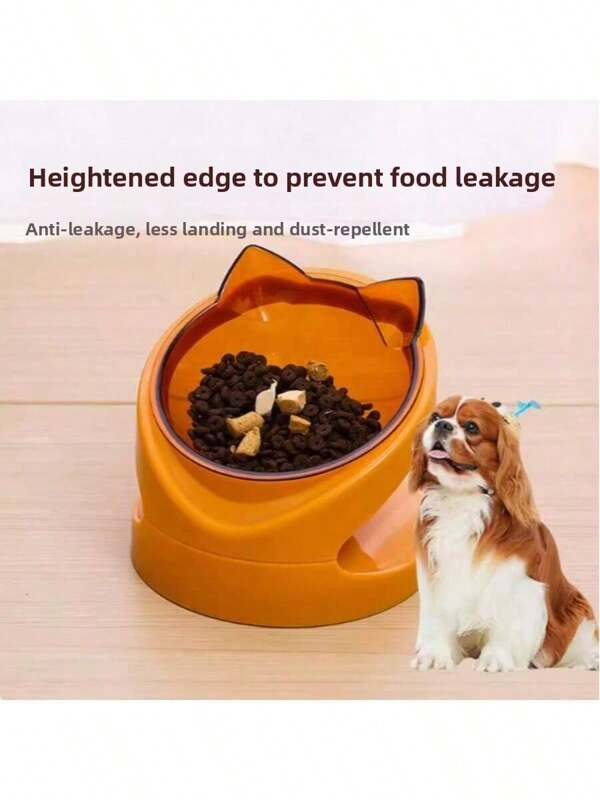 1PC Pet Bowl, Dual In One, Made Of ABS Material, Easy To Clean With Just One Wash. The Bowl Mouth Tilts To Protect The Cervical Spine, The Base Is Raised To Improve Eating Posture, And The Detachable Design Is Convenient For Cleaning. It Is Suitable For Cats And Dogs And Is A Must-Have For Families