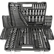 46 pezzi Set di chiavi a cricchetto in acciaio al tungsteno, con set di bussole, adatto per riparazioni automobilistiche - Kit di attrezzi portatili multifunzionali per la manutenzione, con chiave dinamometrica avanzata e barra di prolunga, per auto, bicicletta e uso domestico, chiave manuale, inclusa scatola di stoccaggio