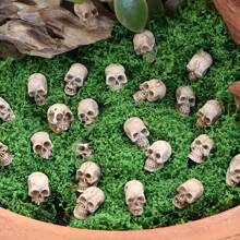 20 件迷你骷髅头装饰模型，万圣节道具，恐怖装饰，盆栽骷髅装饰，鬼屋，酒吧场景布置，多肉植物花盆配件