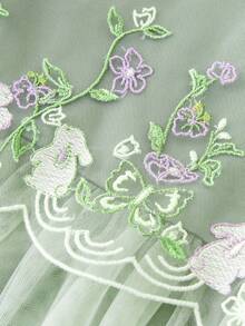 mini bala Girls Mesh Dress 2025 Autumn Chinese-Inspired Sweet Soft Lined