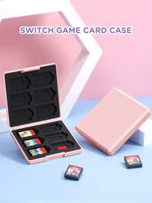 1 Pieza Estuche con 12 ranuras para tarjetas de juego para Switch/Switch 2 (2025), compatible con tarjetas de juego y micro SD, caja de almacenamiento portátil de carcasa dura con forro de silicona suave - Rosa - Multicolor - Ver 8