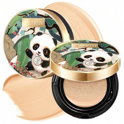  CATKIN Panda Paradise Concealer Cushion BB Cream, Breathable Moisturizing Foundation, Nourishing Skin, Creates Flawless Makeup, Suitable For Sensitive Skin, Light Coverage W11 Light