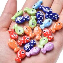 10/20 hạt gốm hình cá đốm nhiều màu - Hạt tròn dẹt nhiều màu bóng có lỗ, Tự làm đồ trang sức, Vật liệu thủ công làm vòng cổ, vòng tay, Phụ kiện trang trí nhà cửa, Mặt dây chuyền thủ công, Thiết kế vui nhộn - Nhiều màu - Xem 4