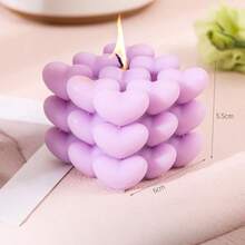 1pc/9pcs Handmade Cubic Heart-Shaped Scented Candle, Romantic & Unique Gift For Him, Father's Day, Christmas, Valentine's Day, Anniversary, Birthday, Lavender Fragrance Soy Wax Candle, Valentine's Day Gift - Multicolor - View 8