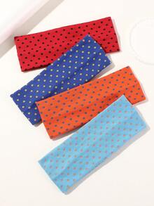 1 件/4 件复古波尔卡圆点印花弹性运动头带，适合日常佩戴、瑜伽、户外活动、女孩配饰发饰、学校用品、大学、头带秋季配饰