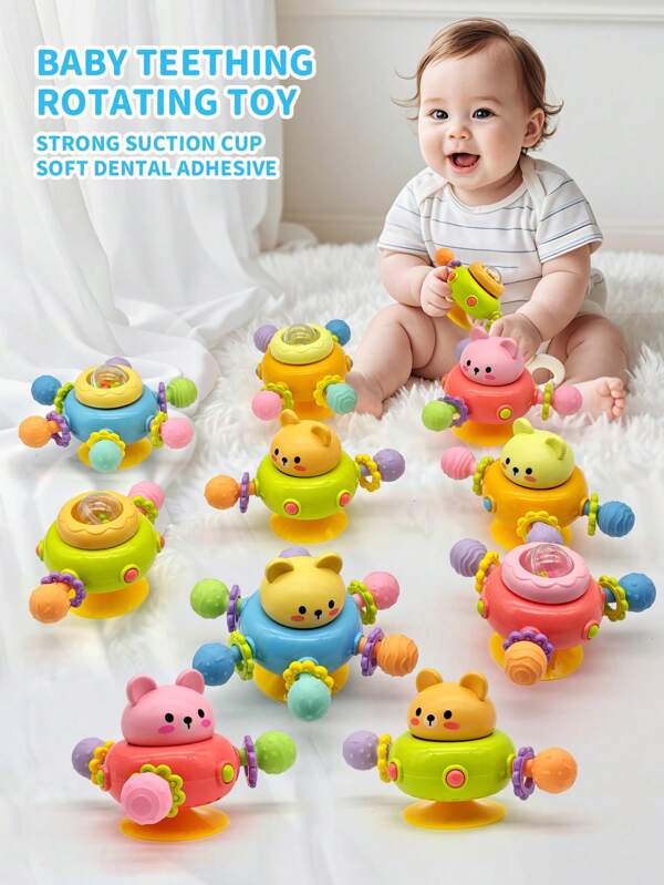 Baby Teether Rotary Toy, 1/2/4/8pcs,Manhattan Baby Sensory Grip Ball Toy, Montessori Learning & Development Toy Specially Designed For Newborns, Soothing Teeth Occlusor, Soothing Baby's Mood, Promoting Motor And Cognitive Development, For Newborns Aged 0-3 Years, For Male And Female Babies (Accessories Color Random)