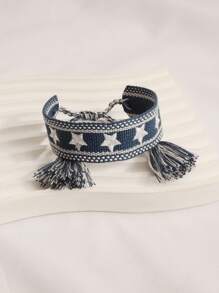 1pc Fashionable Embroidery Five-Pointed Star Handmade Woven Bracelet, Gift For Friends
