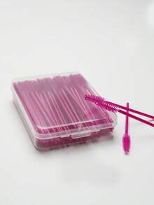 100pcs Crystal Solid Stem Eyelash Curler Brush, Eyelash Extension Makeup Tools Eyebrow Brush With Box - Multicolor - View 23