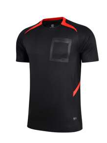 Men's Sports Referee Jersey, For Football, Badminton, Table Tennis Etc. Sports Training, Running, Breathable Sportwear With Pockets Short Sleeve T-Shirt