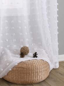 1/2 tấm rèm voan trắng kiểu Bohemian, dài 84 inch, họa tiết chấm bi Pom Pom 3D, 2 tấm rèm voan cho phòng ngủ, phòng khách, nhà bếp - Chống tia UV, dệt kim, không lót, rèm vải voan polyester trang trí - trắng - Xem 2