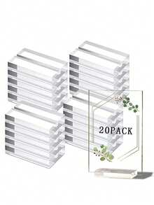 20 pièces / 10 jeux de cartes acryliques rectangulaires transparentes avec base en bois, cartes pour liste des invités de mariage, panneau acrylique vierge pour logo de place, convient pour les mariages, les banquets, les fêtes, les bureaux Saint-Valentin, les mariages de Saint-Valentin, les anniversaires
